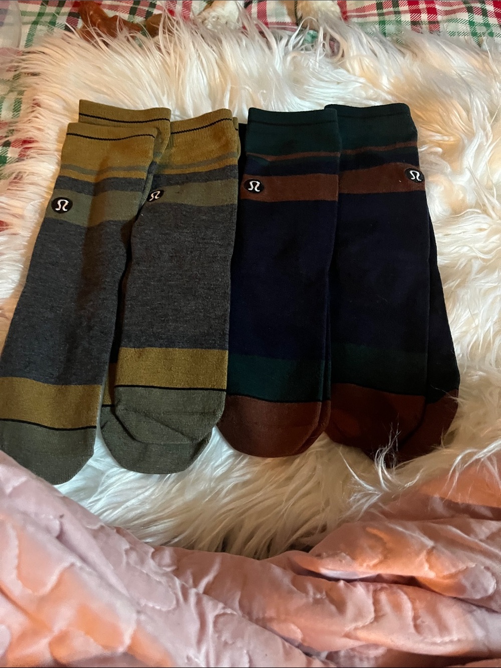 lululemon athletica Men’s Striped Ankle 4pairSocks — Olive, Gray, Navy & Brown